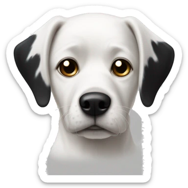 White Dog with black patches covering both eyes and pointyears sticker