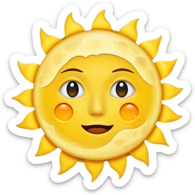 moon in front of the sun (in an eclipse) with classic emoji tear sticker