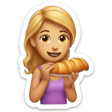 girl eating croissant sticker