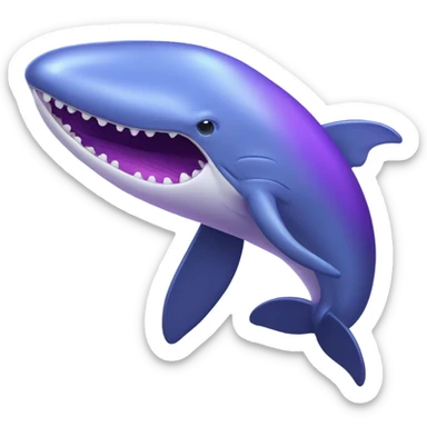 Blue whale purple, open mouth sticker