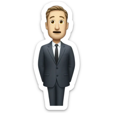 tim robinson in suit singing into microphone on microphone stand (full body, ios17, somber) sticker
