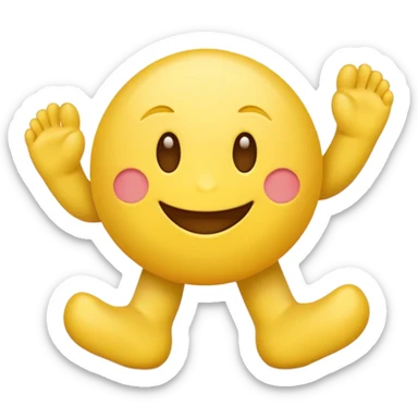 Yellow emoji blushing with feet kicking behind it  sticker