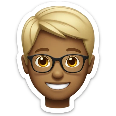 smiling boy with short hair add glasses sticker