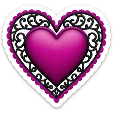 magenta and black lace heart sticker