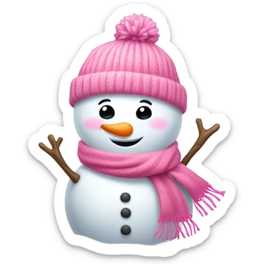 cute snowman with pink scarf sticker