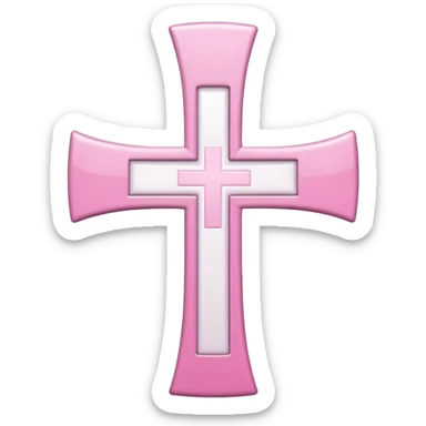 Pink and white simple holy cross sticker