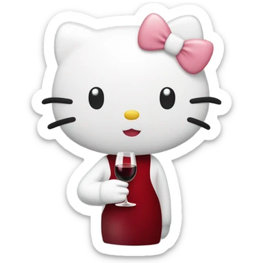Hello Kitty drinking red wine sticker