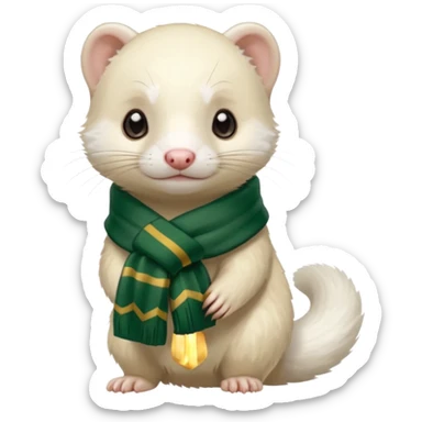 The white ferret with slytherin scarf sticker