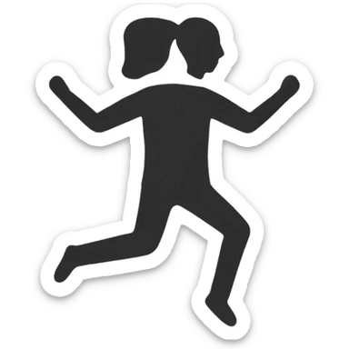 outline of a person with no legs jumping with their hands going to the right sticker