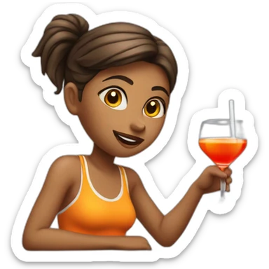 sporty girl drinks cocktail sticker