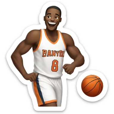 A laughing basketball player Black man with JAY on his jersey. sticker