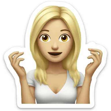 Blonde hair woman with marijuana sticker