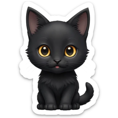 cinematic-cute-black-kitten-portrait-emoji,-head-tilted-playfully-and-inquisitively,-sleek-black-fur-with-subtle-hints-of-deep-gray,-simplified-yet-adorable-features,-highly-detailed,-glowing-with-a-warm,-friendly-glow sticker