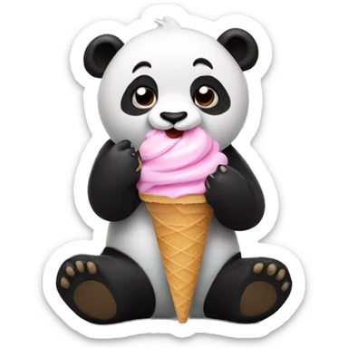 Panda eating ice cream sticker