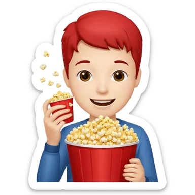 eating popcorn sticker