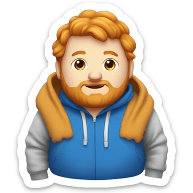 fat, ginger streamer named caseoh wearing a blue  full bodyhoodie emoji sticker