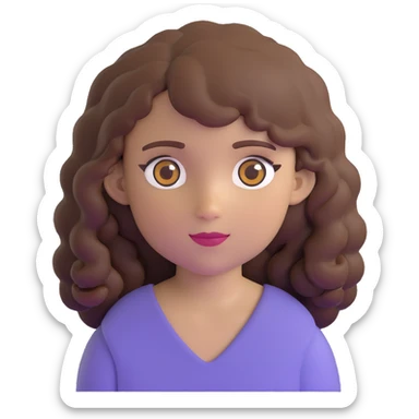 white girl with brown curly hair and brown eyes sticker