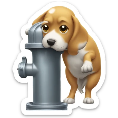 A dog peeing on a fire hydrant sticker