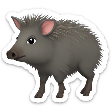 Cute fuzzy javelina, full body side view  sticker