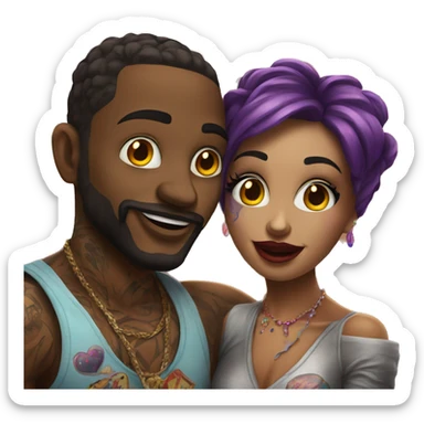 Romantic carnival date for beautiful tattooed couple sticker