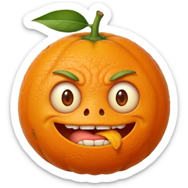 Orange with ugly face sticker