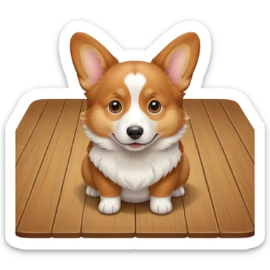 corgi sitting at a wooden table sticker