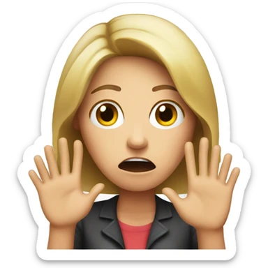 Female shocked face with hand saying stop  sticker