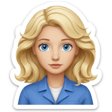 Blonde avec yeux bleus qui est architecte , cheveux ondulés , Sans lunettes  sticker