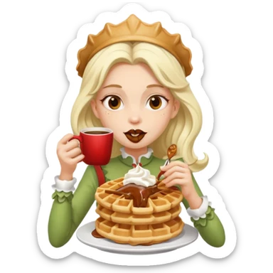 Waffles and coffee addict mad elf princess  sticker