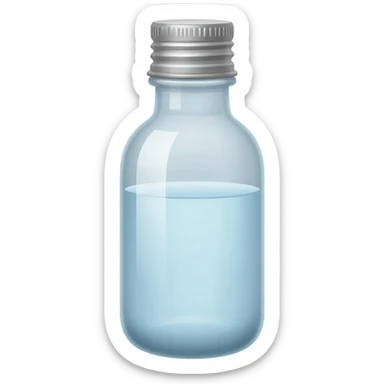 clear water in glass bottle with a lid sticker