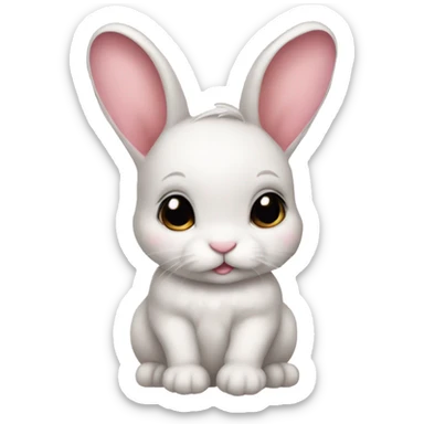 Baby bunny with coquette bow on ear sticker