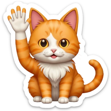 Cat waving sticker