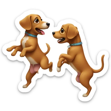 2 dogs dancing, one is from behind dancing and the other one is going down sticker