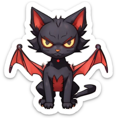 Black Edgy Gothic Litten-Bat-cat-Fakemon full body sticker