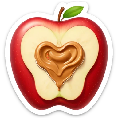 sliced apple with peanutbutter sticker