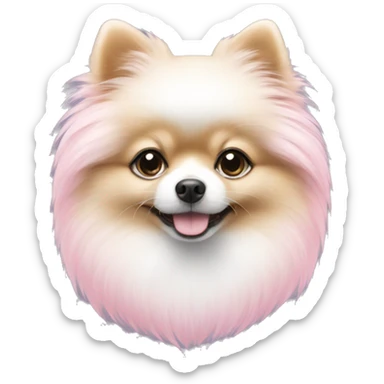 White and pastel pink Pomeranian  sticker
