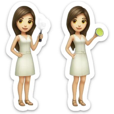 brunette girl + magnifying glass + mojito sticker