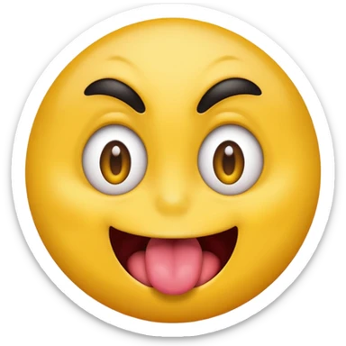 classic yellow emoji face with crazy eyes and tongue sticking out wildly sticker