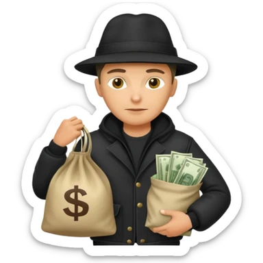 создай очень реалистичного украинца вора с большим мешком с деньгами sticker