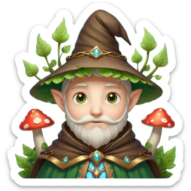 mushroom wizard portrait, head and shoulders only, glowing spores, leafy cloak collar, magical eyes, cute fantasy style, 3D cartoon, mobile game icon style, clean background, no text, no watermark

 sticker