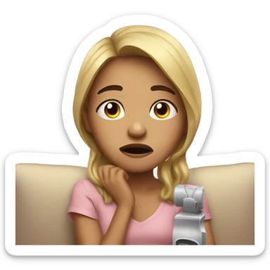 Girl watching tv crying  sticker