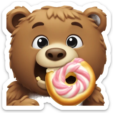 Bear eating a cinnamonroll sticker