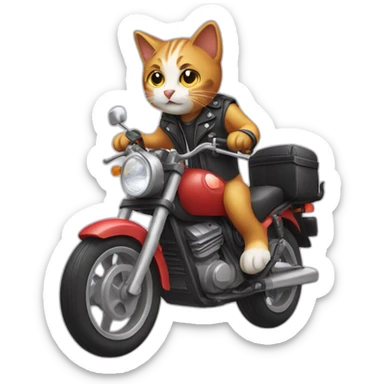 Cat on motorbike sticker