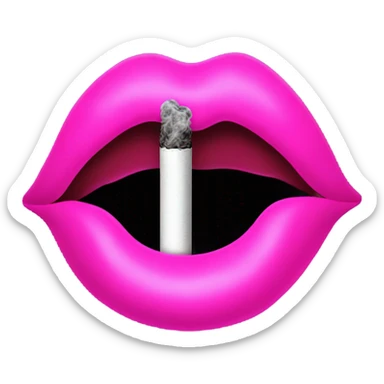 Neon pink lips are blowing smoke, and a cigarette is in her mouth sticker
