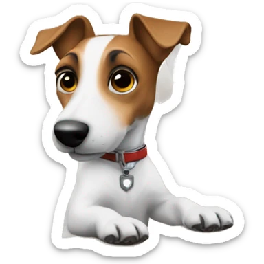 a jack russel driving a private jet sticker