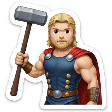 Thor emoji with hammer sticker