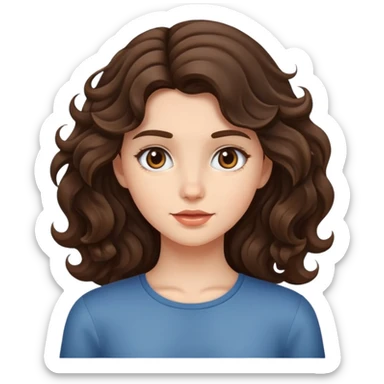 brunette girl with wavy hair sticker