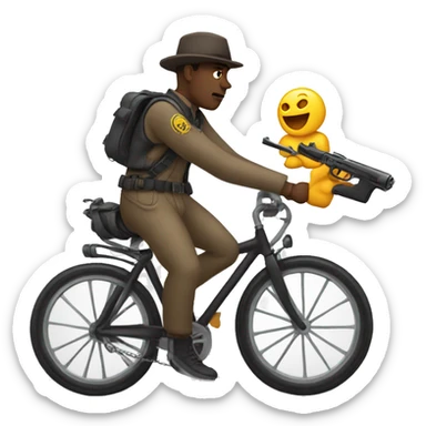 Gun peddling a bicycle sticker