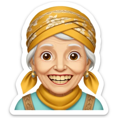old grandma with golden teeth and a bandana on her head sticker