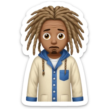 scared rapper with dreadlocks and pyjamas sticker